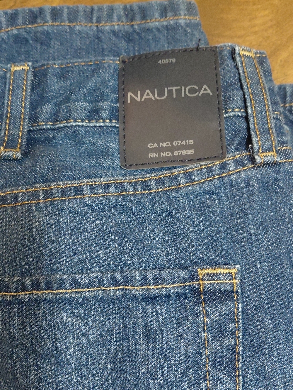 Nautica Relaxed Fit Denim Jeans in Medium Blue with Contrast Stitching